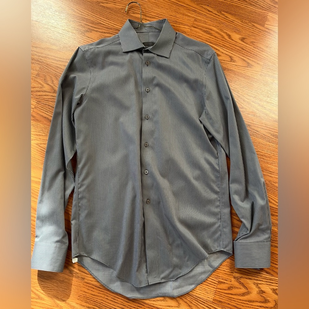Calvin Klein Black and Gray Pinstripe Dress Shirt